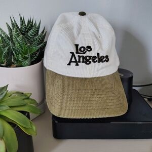 American Needle Los Angeles Corduroy Cap in White and Olive
